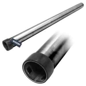 Zuigbuis metaal chroom met ring 35 mm